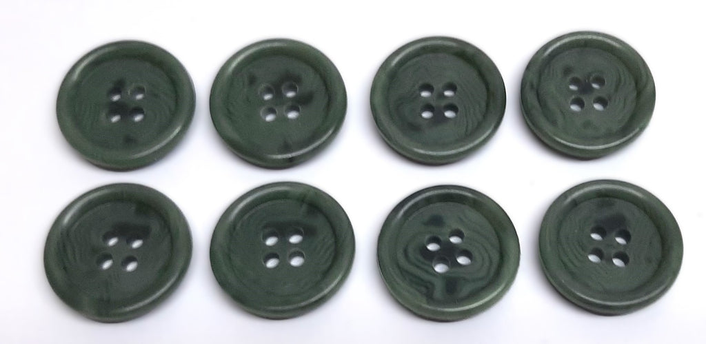 Army Buttons Old Pattern British Made Mottled Green 4 Hole Size 20.3mm NOS