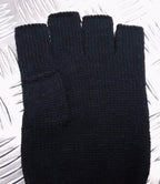 Quality Acrylic Black Fingerless Gloves / Mitts Knitted cuffs - Brand New