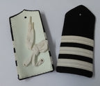 Shoulder Boards 3 Bar Epaulette Black with Silver Stripes Fancy Dress