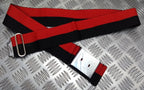 Two Tone Stable Belt Red & Black 62mm With Chrome Plate Buckle No 44"