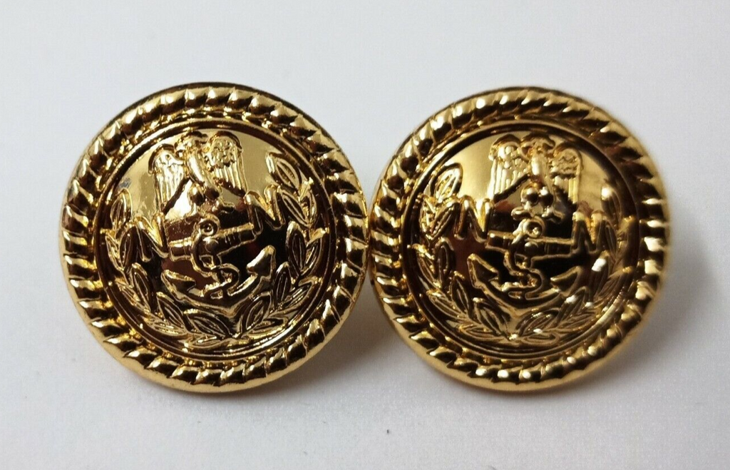Genuine Nigerian Navy Issue Eagle and Anchor Insignia Ring Back Buttons X2 NEW