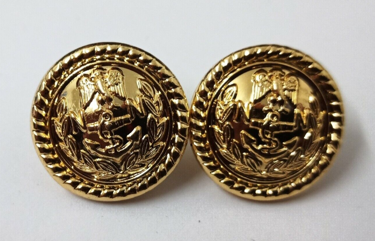 Genuine Nigerian Navy Issue Eagle and Anchor Insignia Ring Back Buttons X2 NEW