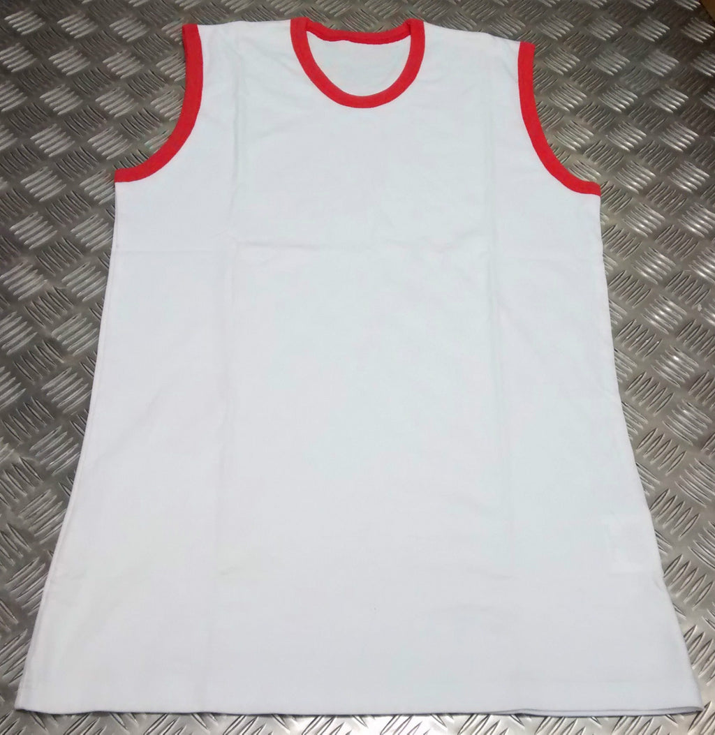 PTI White Vest With RED Trim Physical Training Genuine British