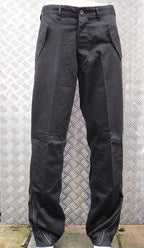 Black Italian Army Style Straight Leg Trousers w Knee Patches & Zips Size 36"
