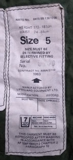 1980s Aircrew Trousers Cold Weather Mark 3 MKIII Green Lifeguard Equipment LTD