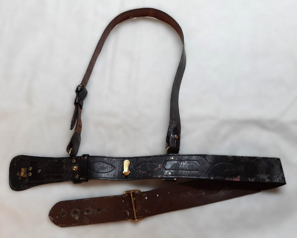 Sam Browne British Waist Belt & Cross Strap Size 3 32"-36"