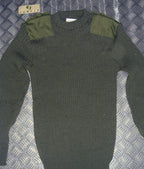 Green Crew Neck Pullover Commando Jumper with Sewn Badges British Army Issued