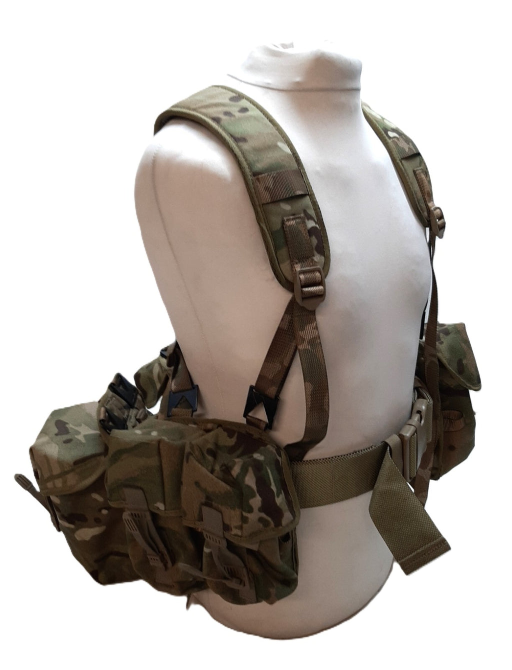 Airborne Army Webbing British Assault Camo Belt Yoke & Assorted Pouches (5)