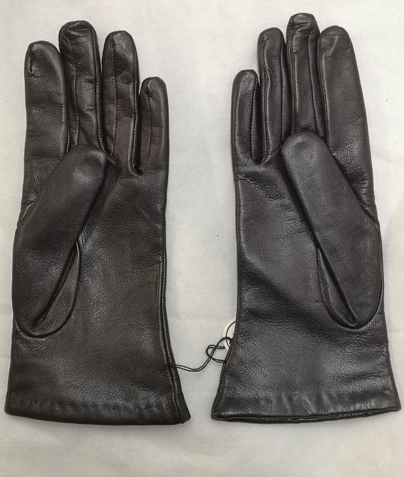 Black 3 Dart Leather Lambnappa Gloves Cashmere Wool Acrylic Lining Size 7