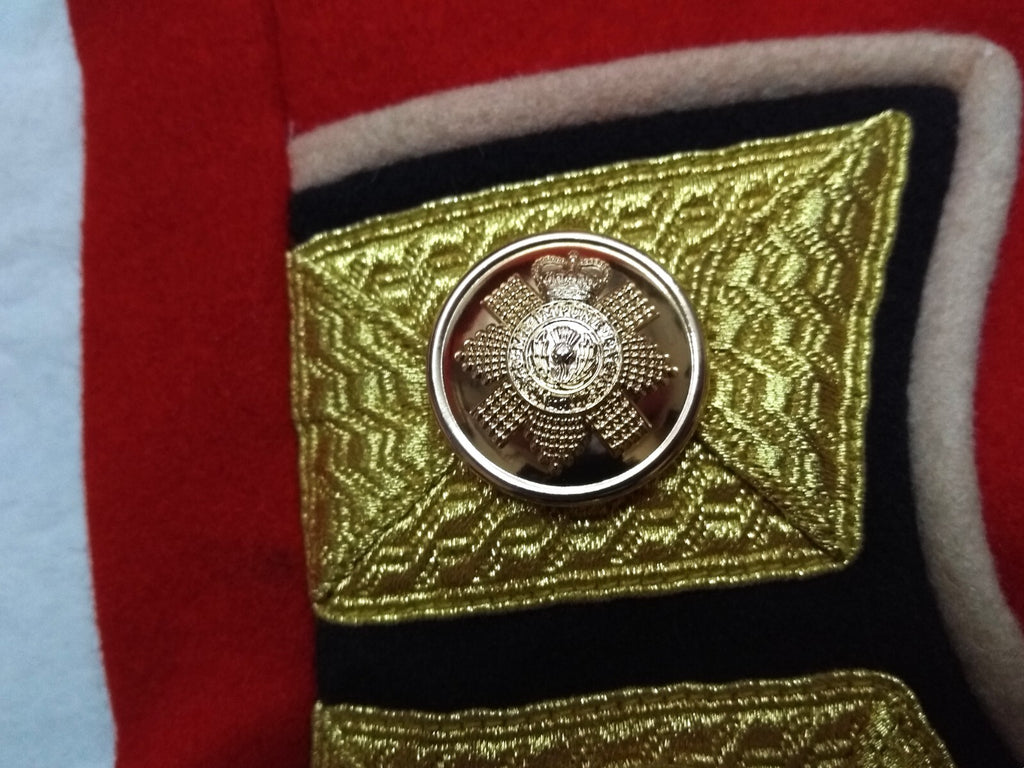 British Army Red Scots Tunic Scarlet Ceremonial Jacket RHQ CQMS w Gold Detail