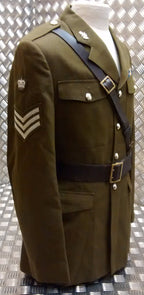 Vintage Brown Leather Sam Browne Belt Missing D Clip