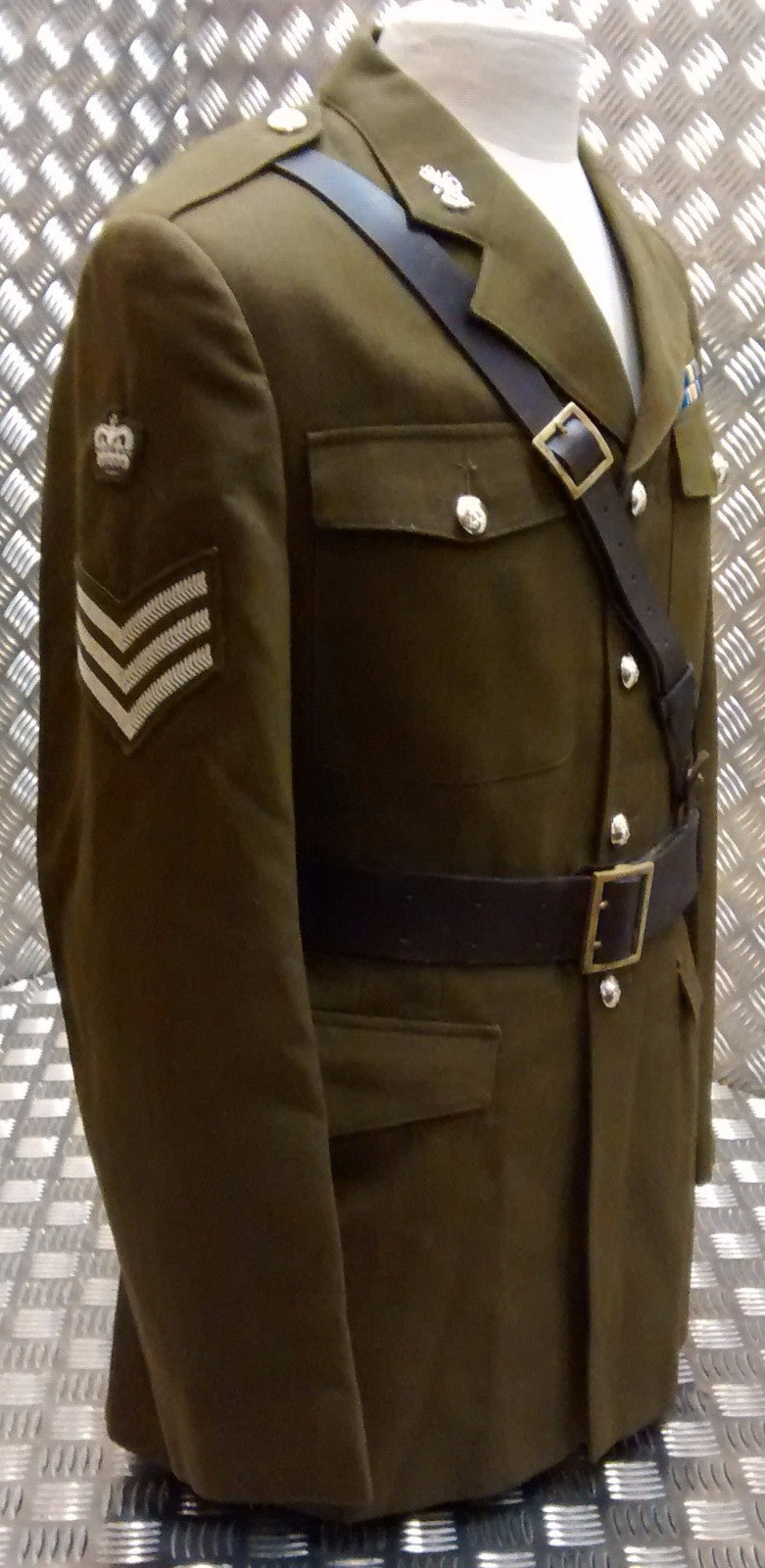 Vintage Brown Leather Sam Browne Belt Missing D Clip