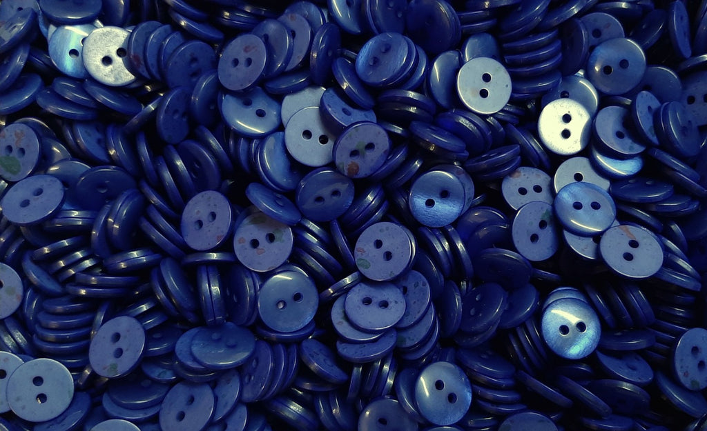 50 Vintage Buttons 2 Hole Shirt / Shank Anchors Pearlesque Mid Blue 11.4mm NOS