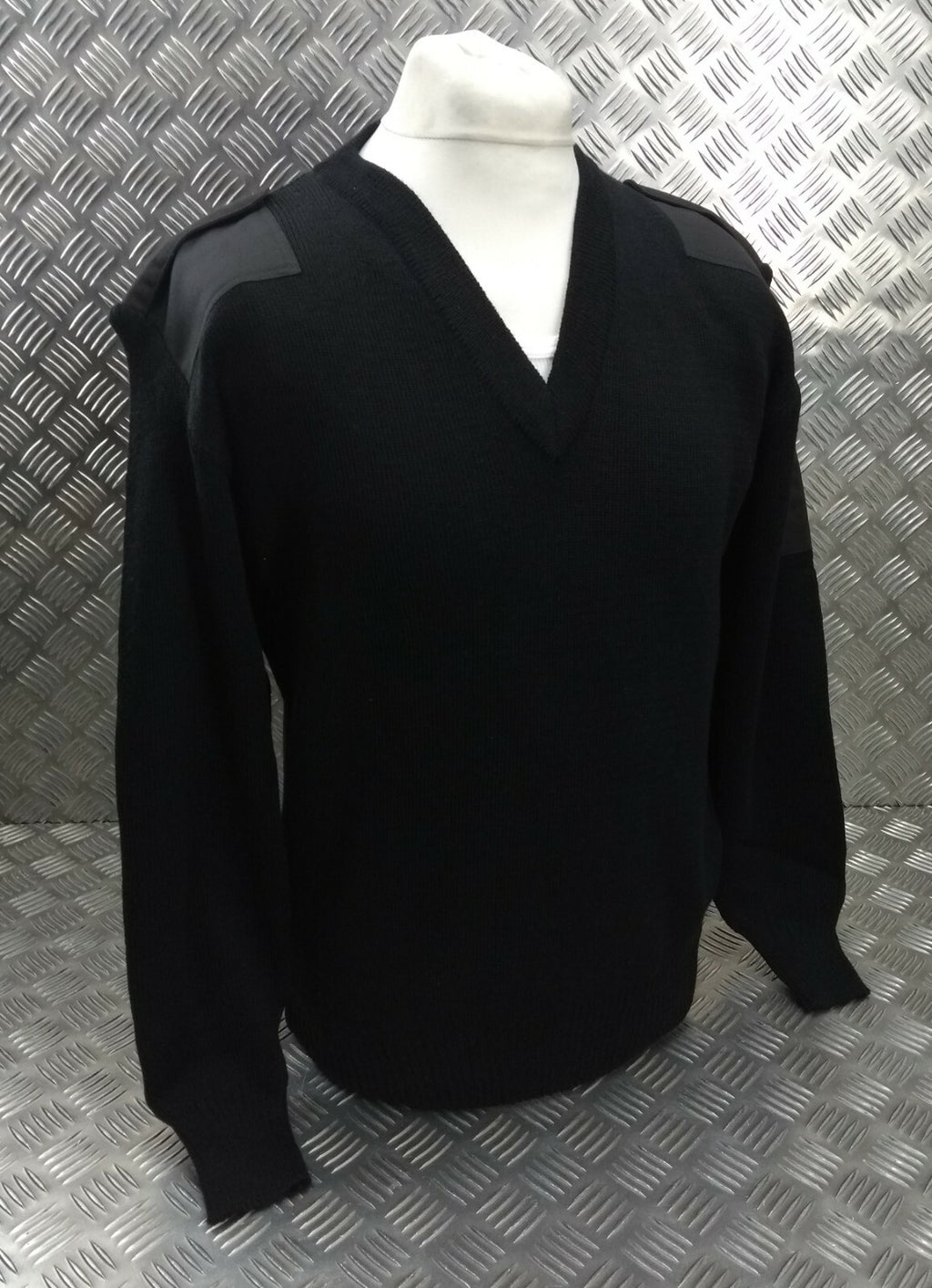 Black V-Neck Jumper Uniform Pullover Genuine British Small - New