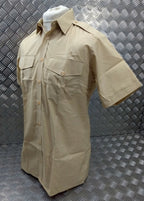 Style Tri Service British Fawn Colour Dress Shirt Short Sleeve 17" New