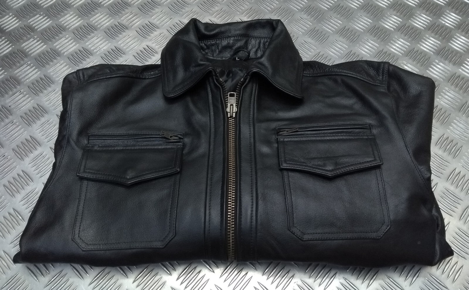 Leather Bomber Jacket Full Collar CWU Style Black Lined Casual Zip Front Coat