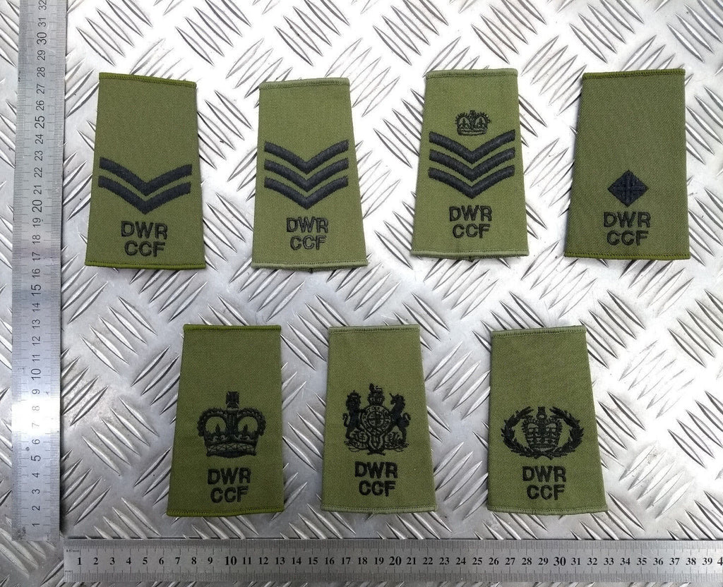 Duke of Wellington's Regiment DWR CCF OD Green Rank Slides British Army - NEW