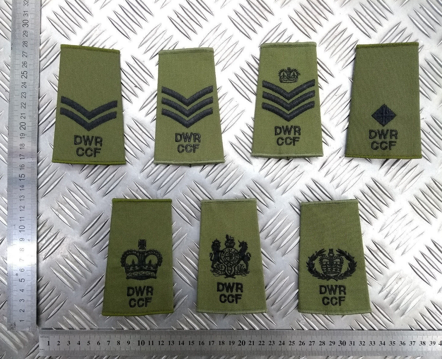 Duke of Wellington's Regiment DWR CCF OD Green Rank Slides British Army - NEW