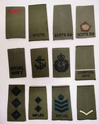 Olive Drab Green Rank Slides Various Ranks Regiments Services - Used