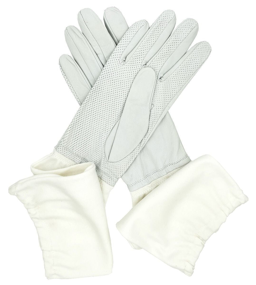 Anti-Flash White Leather & Textile Gauntlet Gloves