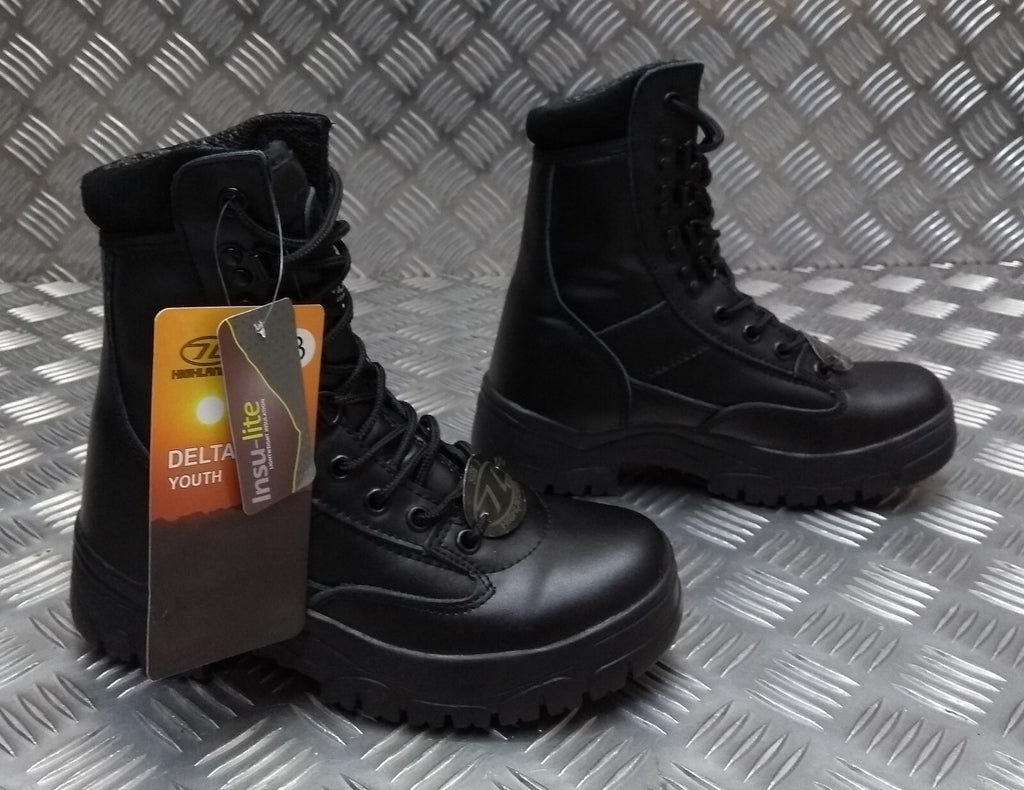 Lightweight Combat Boots Shock Absorbing Anti Slip Soles Highlander UK3 Youth