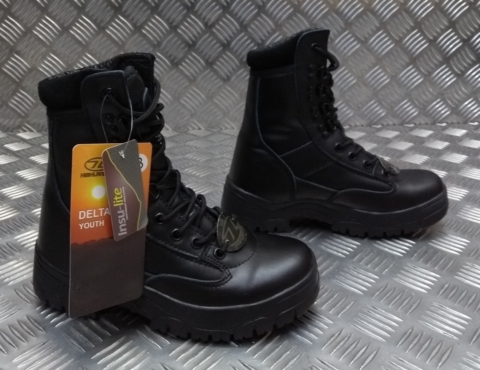 Lightweight Combat Boots Shock Absorbing Anti Slip Soles Highlander UK3 Youth