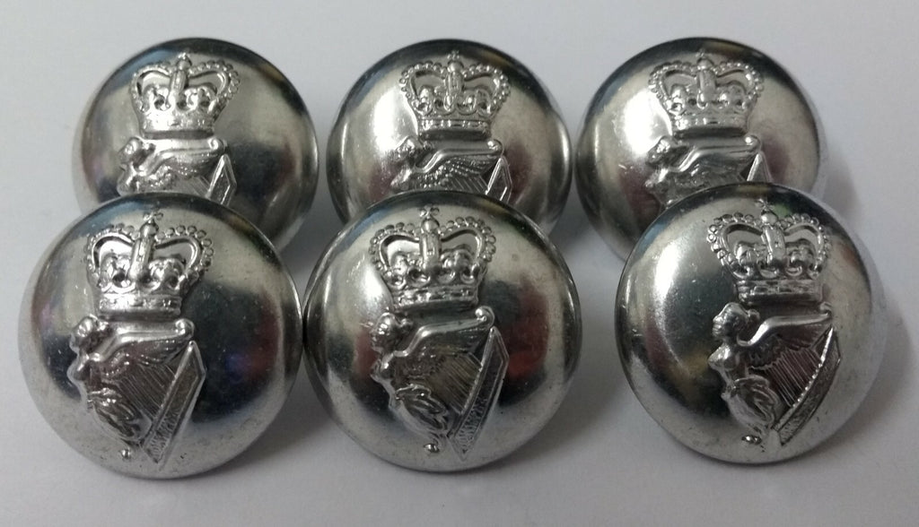 Genuine British Army Issue X10 Irish Guards Silver Dress Buttons 24.5mm ASBT116
