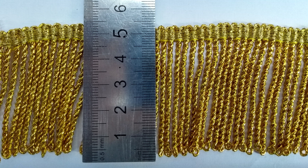 Gold Mylar Thread Fringe 45mm Drop / Epaulette Fringe