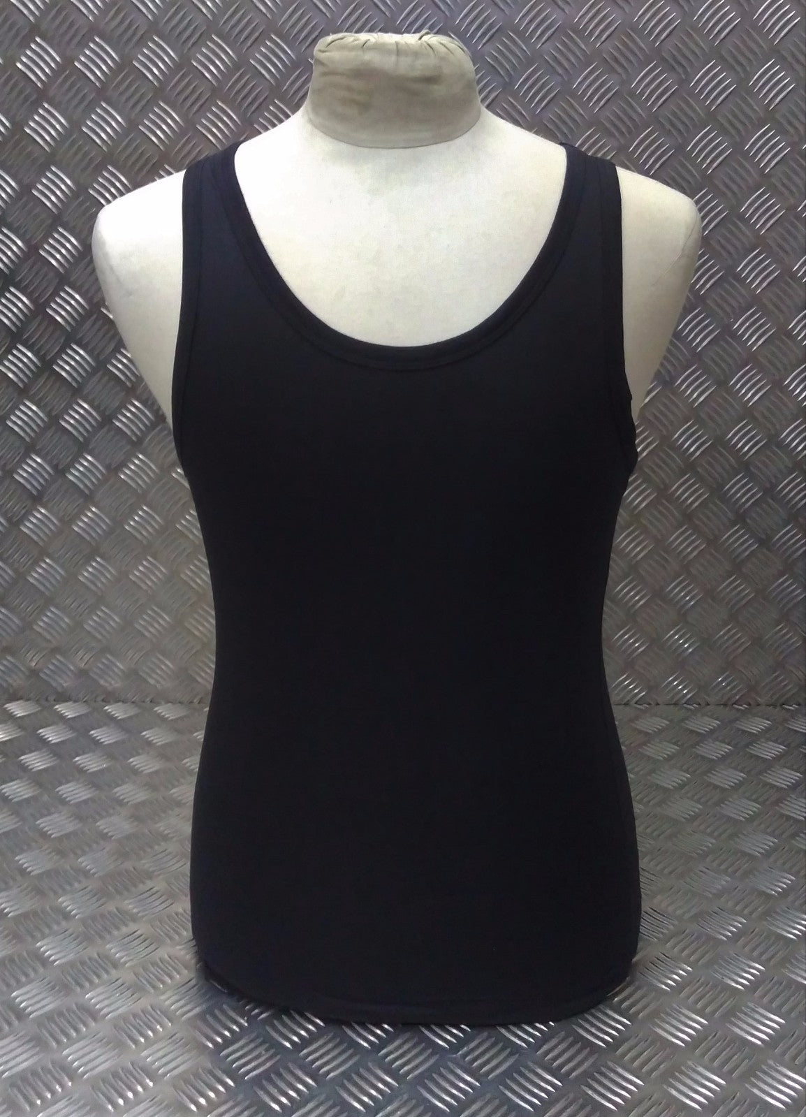 100% Cotton Military Black Sleeveless Vest Singlet Tank Top All Sizes - NEW