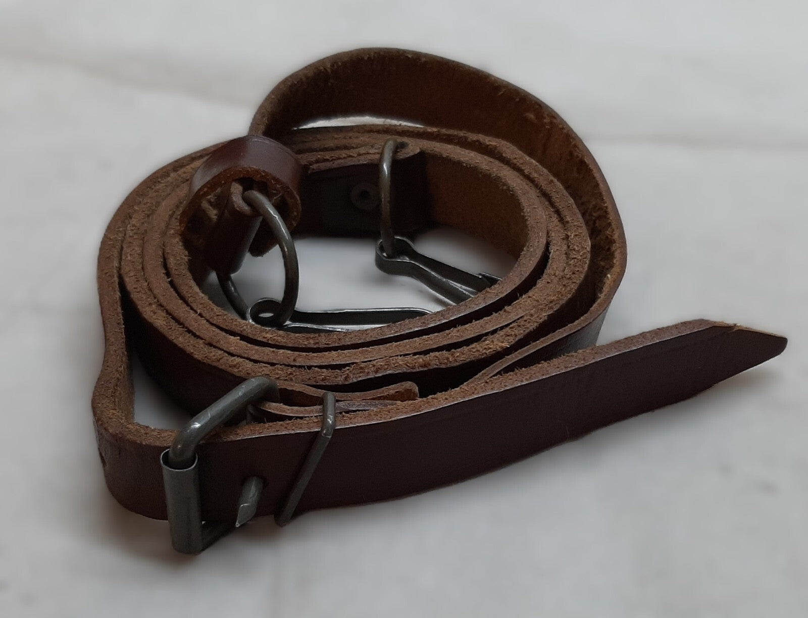 Vintage Leather Strap Utility Brown 2cm With Metal Buckle & Fixing Long 148cm