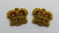 Army Crowns Gold With Crimson Padding Hand Embroidered H/E Insignia 7/8" 1 Pair