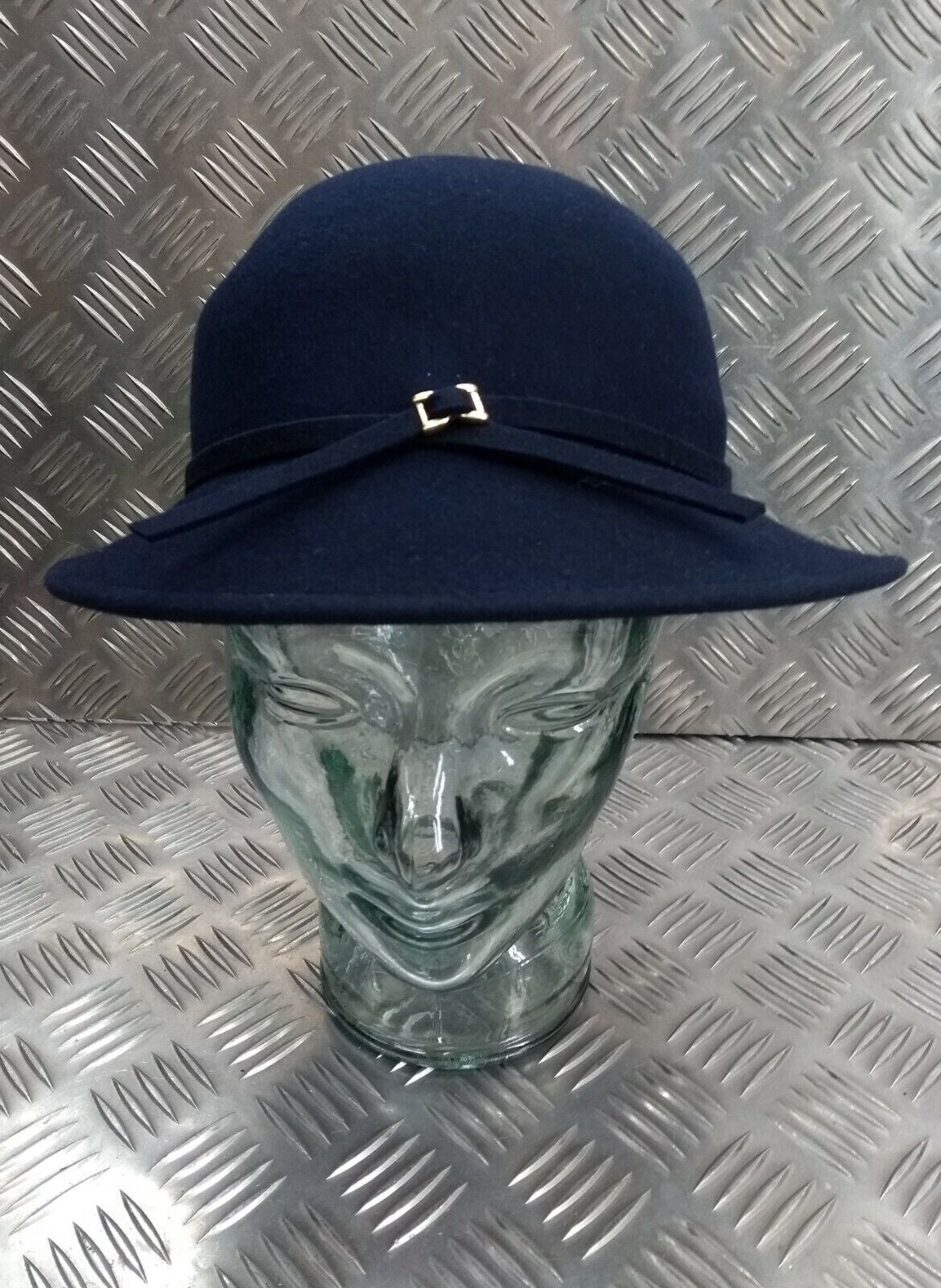 Ladies Formal / Hostess Soft Felt Navy Brim Hat Genuine British Made - NEW