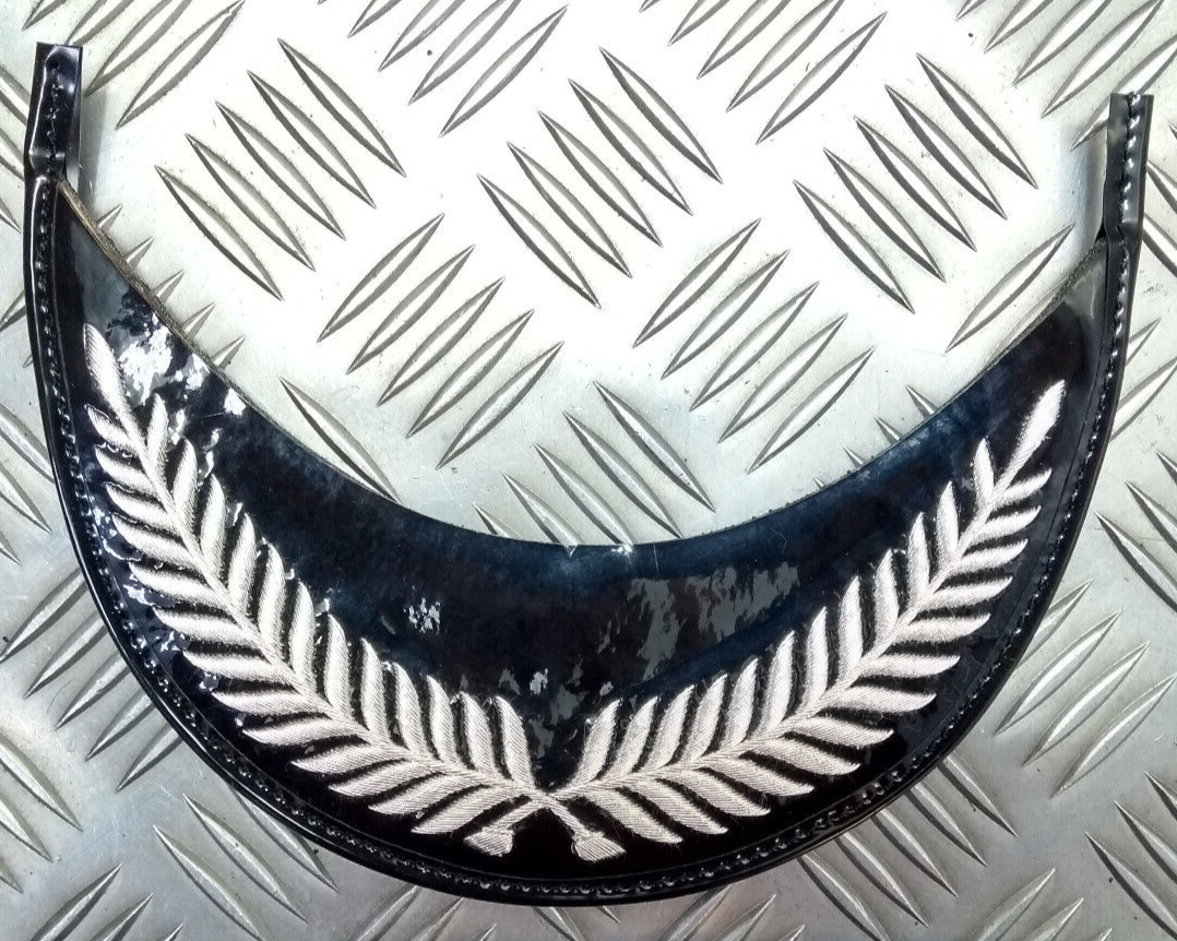 Officers Palmleaf Braid Cap Peak Silver on Black PVC British Made