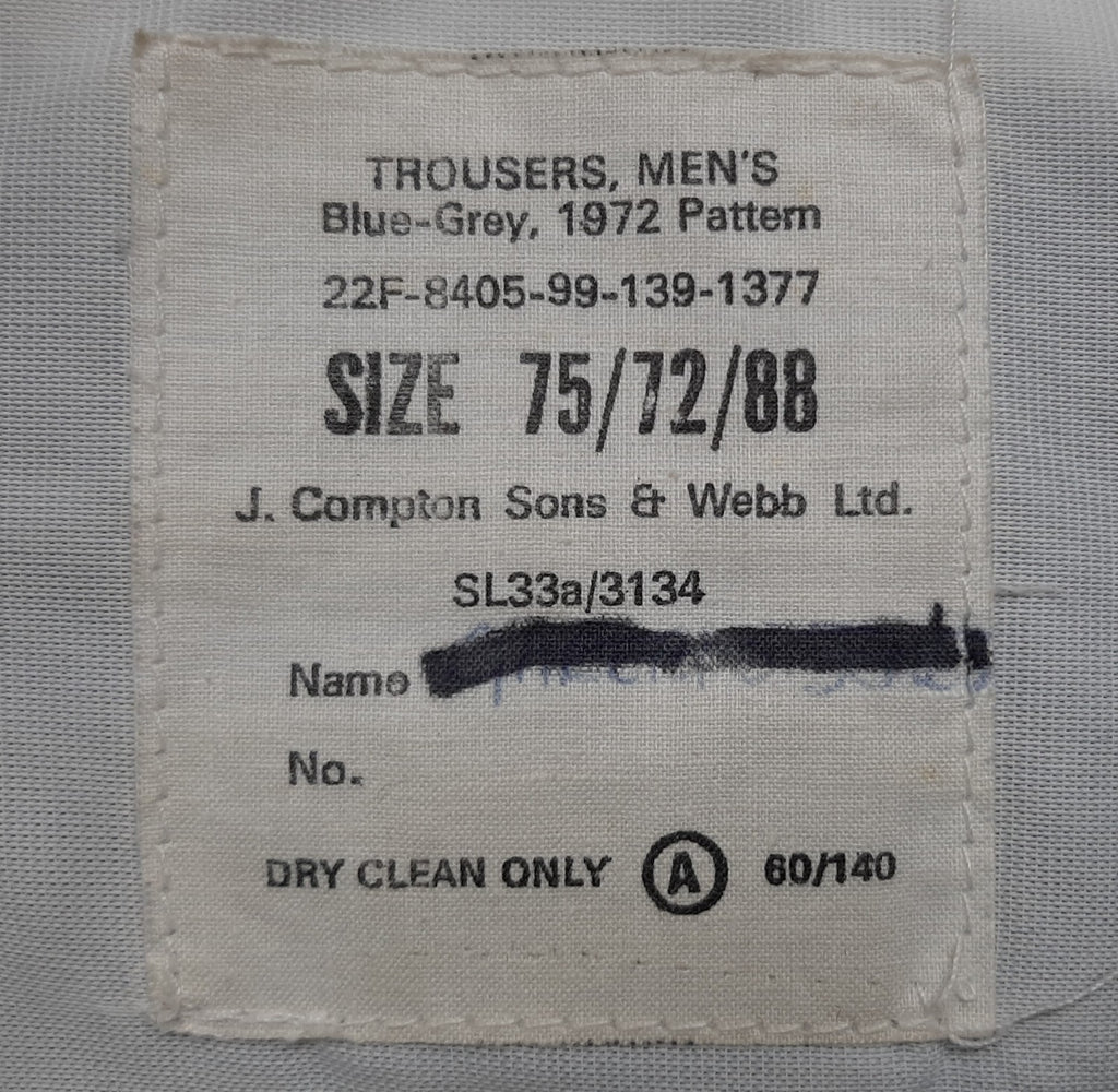 Vintage Dress Trousers RAF Royal Air Force Mens Blue - Grey 1972 Pattern Waist 72cm