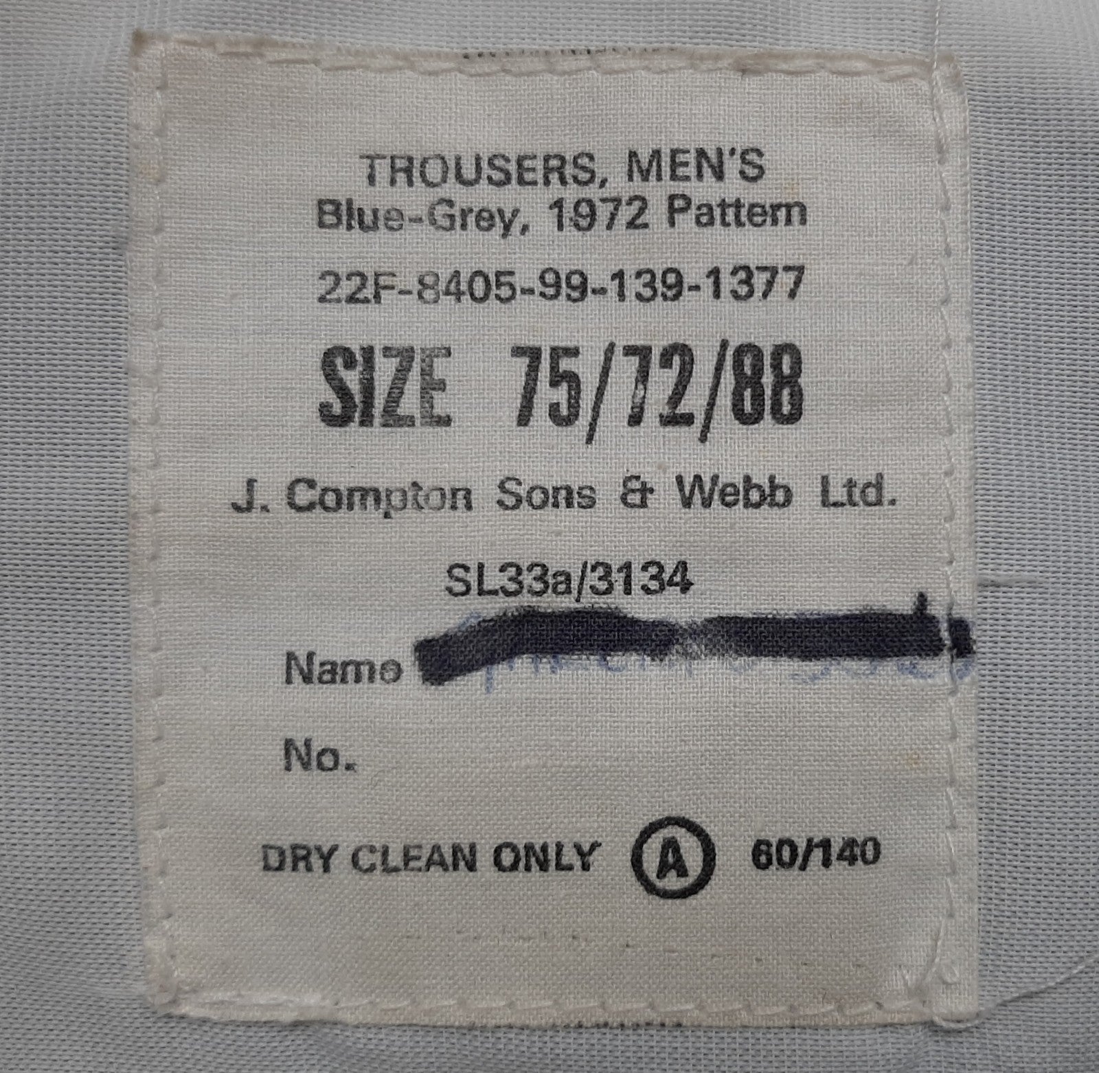 Vintage Dress Trousers RAF Royal Air Force Mens Blue - Grey 1972 Pattern Waist 72cm