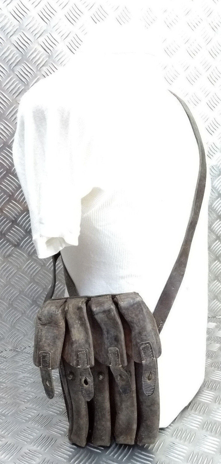 Genuine Vintage Issued Leather Ammo Case / Bag & Shoulder Strap Faulty