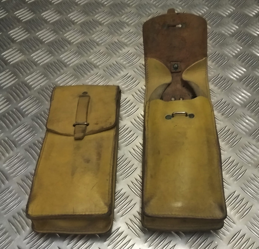 Genuine Vintage Leather Ammo / Utility Pouch Light Brown / Tan X2