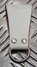 Genuine Germany Army White Leather Belt Slide / belt Clip Key Fob - NEW