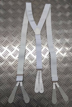 White Button Fastener 3.5cm Wide Braces With Leather Tab Adjustable One Size NEW