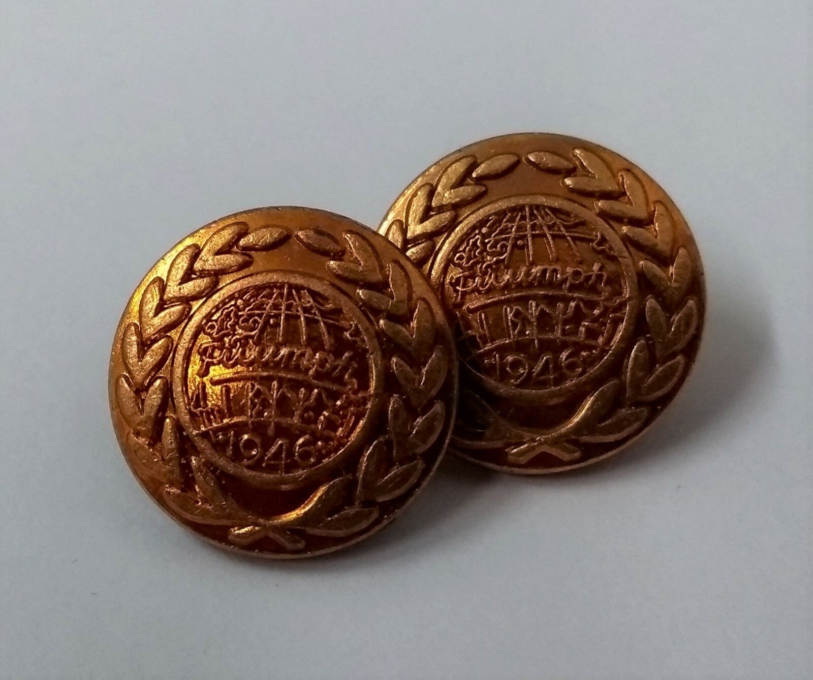 Genuine Vintage Classic British Triumph Car Company 1946 Buttons x 2