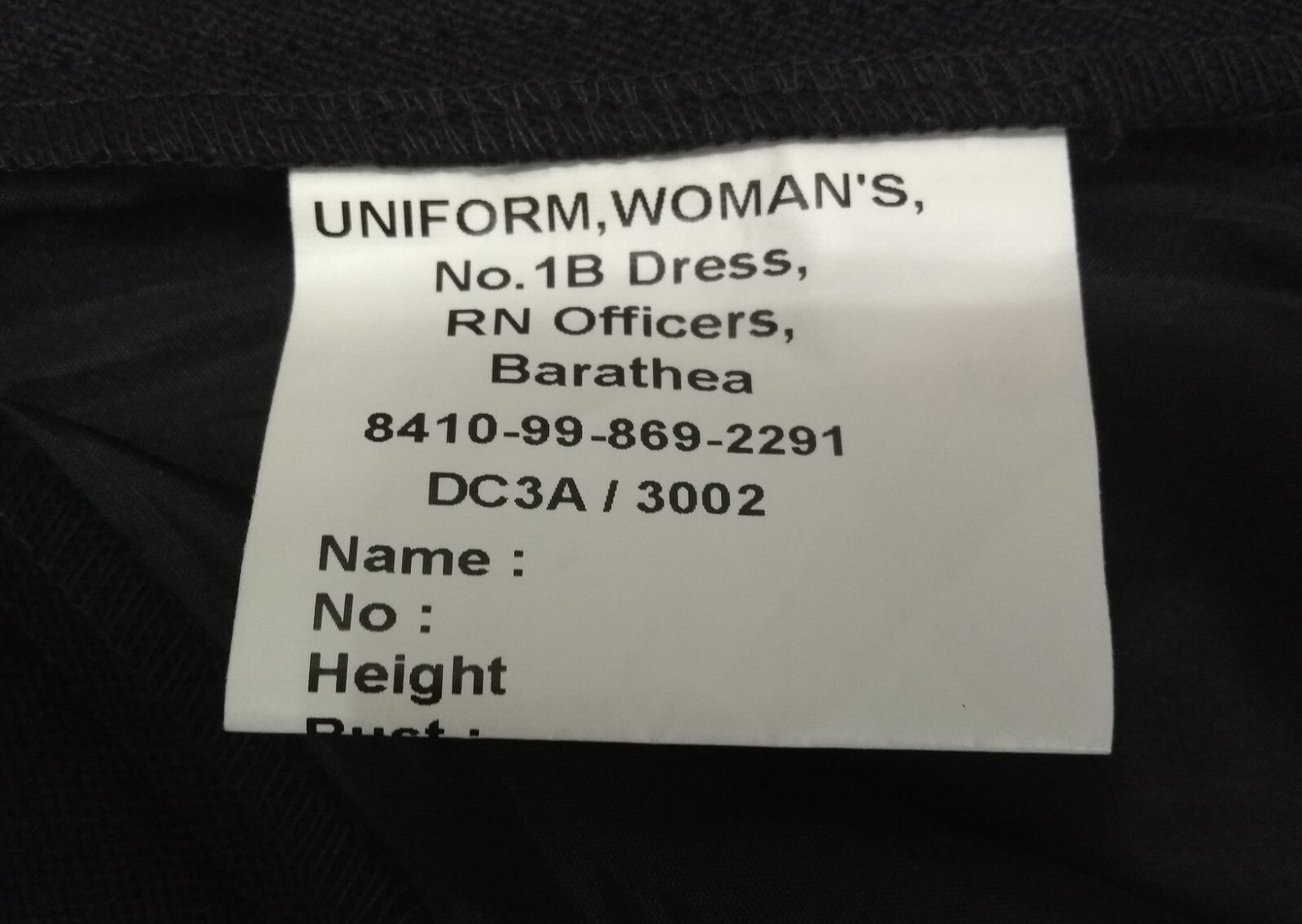 Skirt No1B RN Officers Barathea British Royal Navy WRNS Dress Size 84cm Short