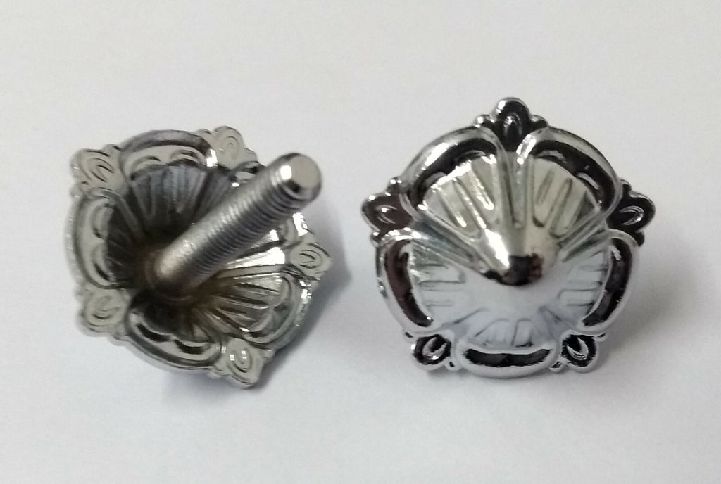 Genuine Issue Small 15.8mm Chrome Rose Ornament Decorations X2 STD153