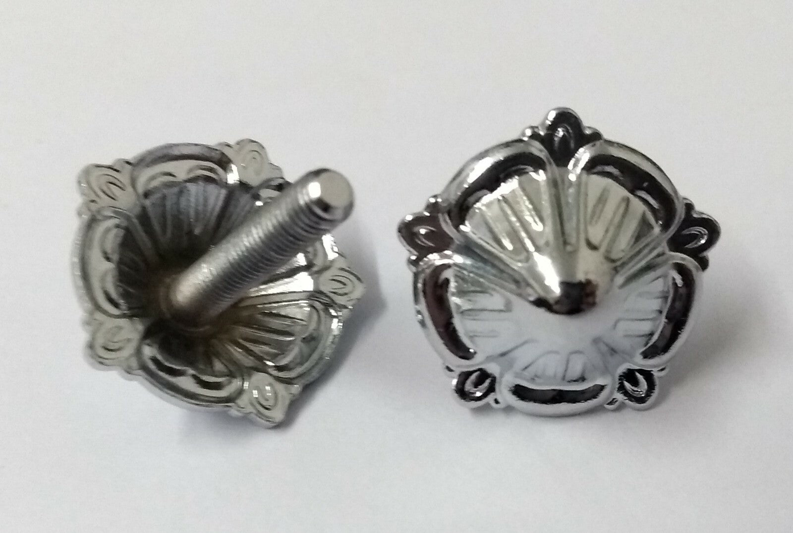 Genuine Issue Small 15.8mm Chrome Rose Ornament Decorations X2 STD153