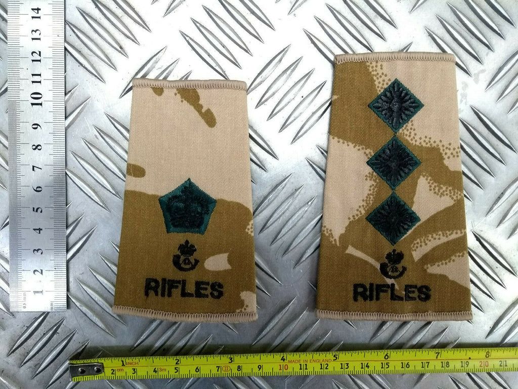Desert Camo Rifles Rank Slides Genuine British Army - NEW