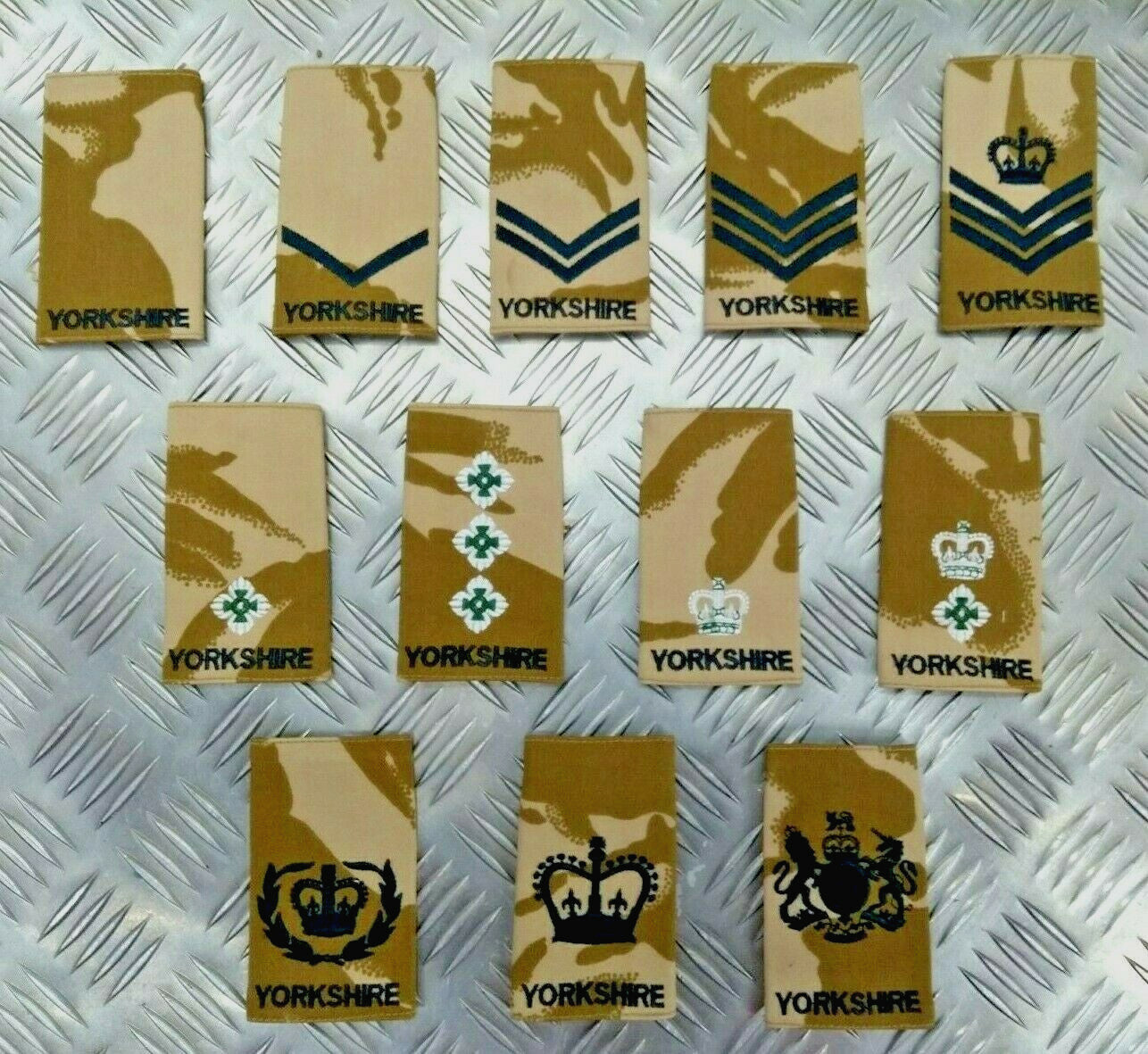 Genuine British Army Desert Camo Yorkshire Rank Slide Various Ranks - NEW