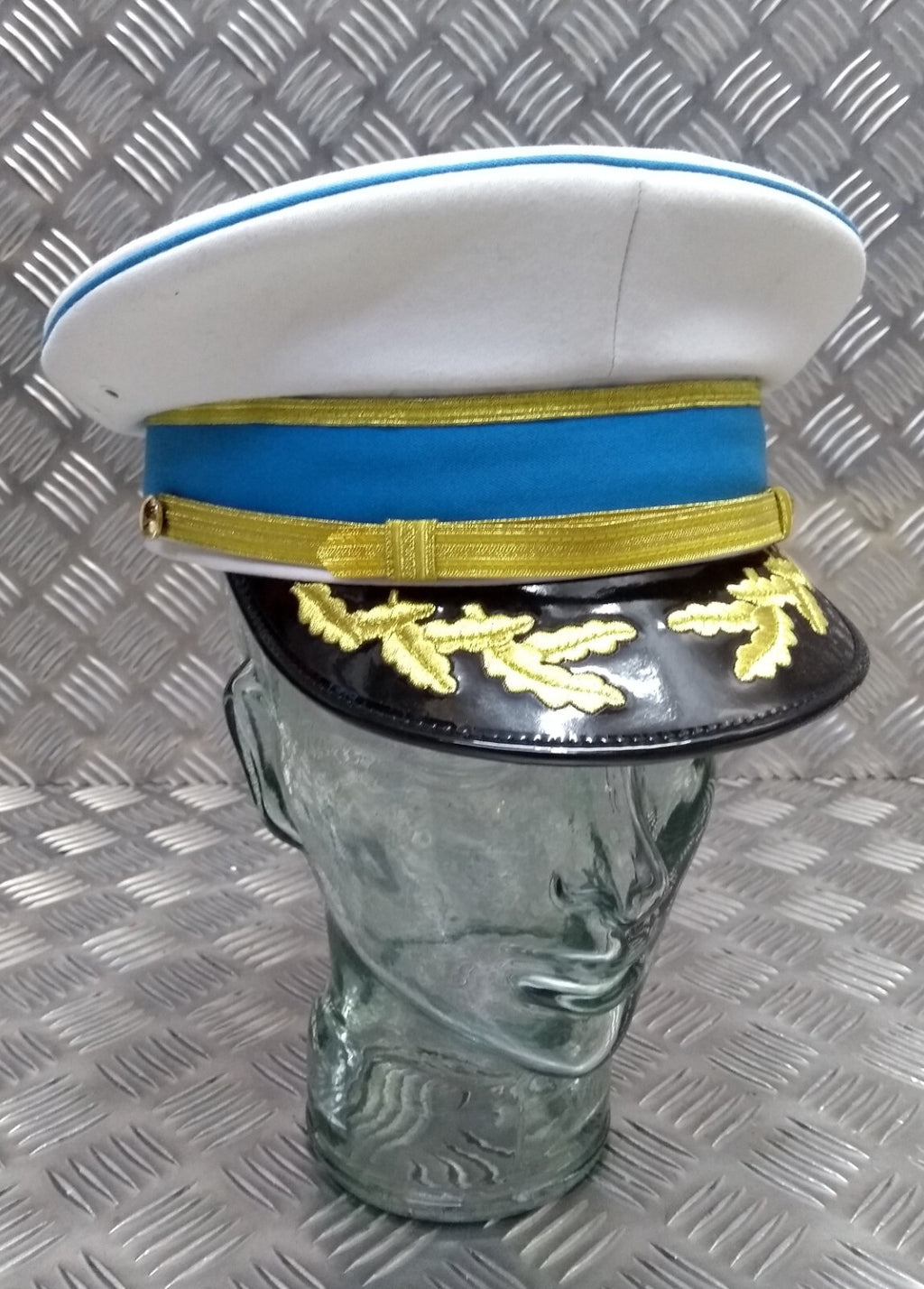 White Hat Senior Officers Issue Dress Visor Cap Hobson of London Full Garnish 57