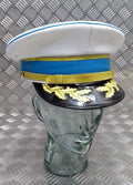 White Hat Senior Officers Issue Dress Visor Cap Hobson of London Full Garnish 57