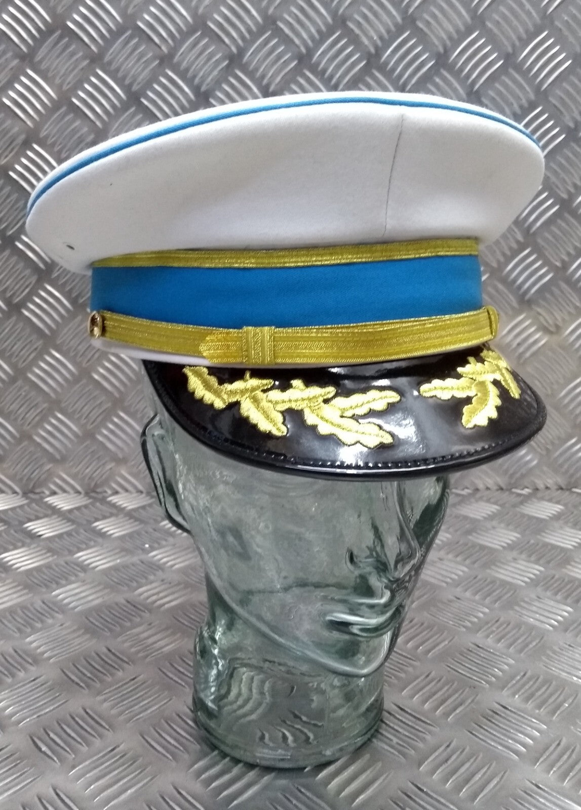White Hat Senior Officers Issue Dress Visor Cap Hobson of London Full Garnish 57