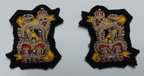 Light Dragoon Mess Dress Collar Badge Gilt Wire Embroidered 1 Pair - NEW