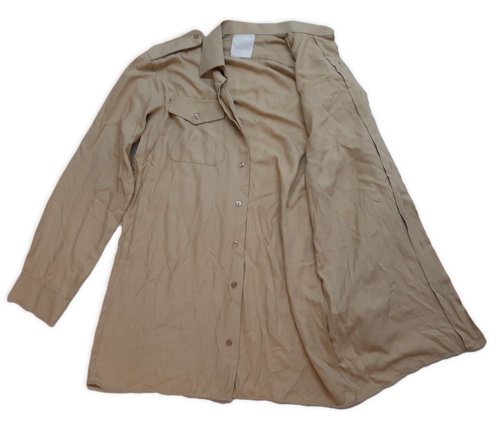 Vintage Dress Shirt Fawn / Khaki Beige With Long Sleeves 37cm